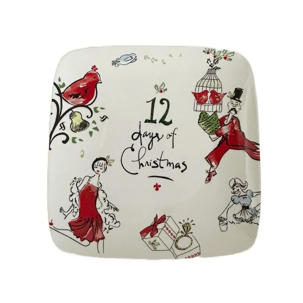 Lenox 12 Days of‎ Christmas Ceramic Square Dish Plate Platter 12.25 In #845814